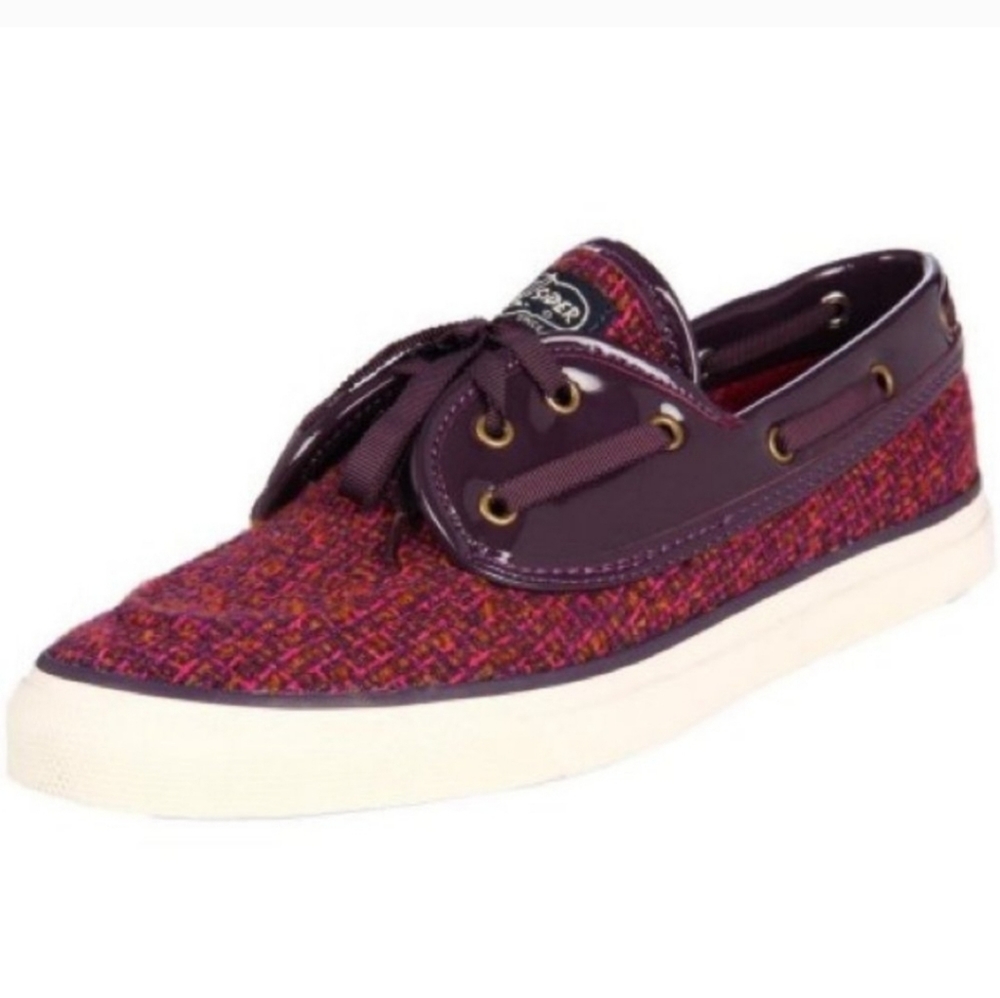 Sperry Top Sider purple wool Seamate Rose Tweed boat shoes - 6